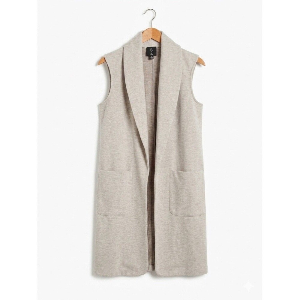 Joie Longline Duster Vest Women Medium Oatmeal Open Front Sleeveless Minimalist
